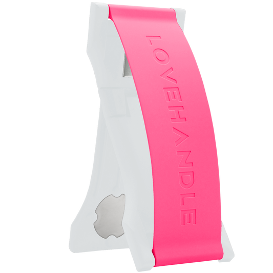 LoveHandle PRO Silicone Phone Grip - Hot Pink White Base