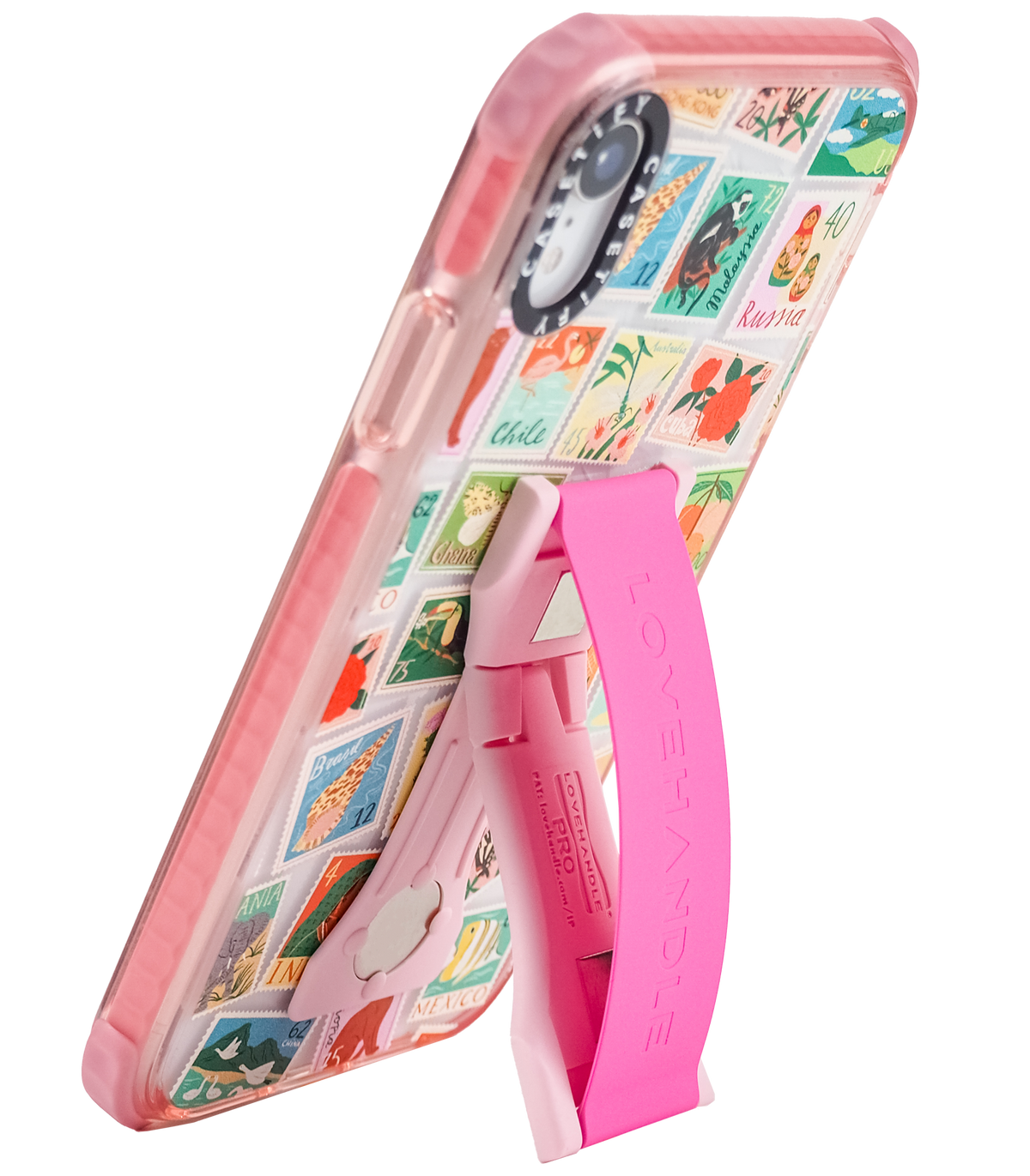 LoveHandle PRO Silicone Phone Grip - Hot Pink White Base