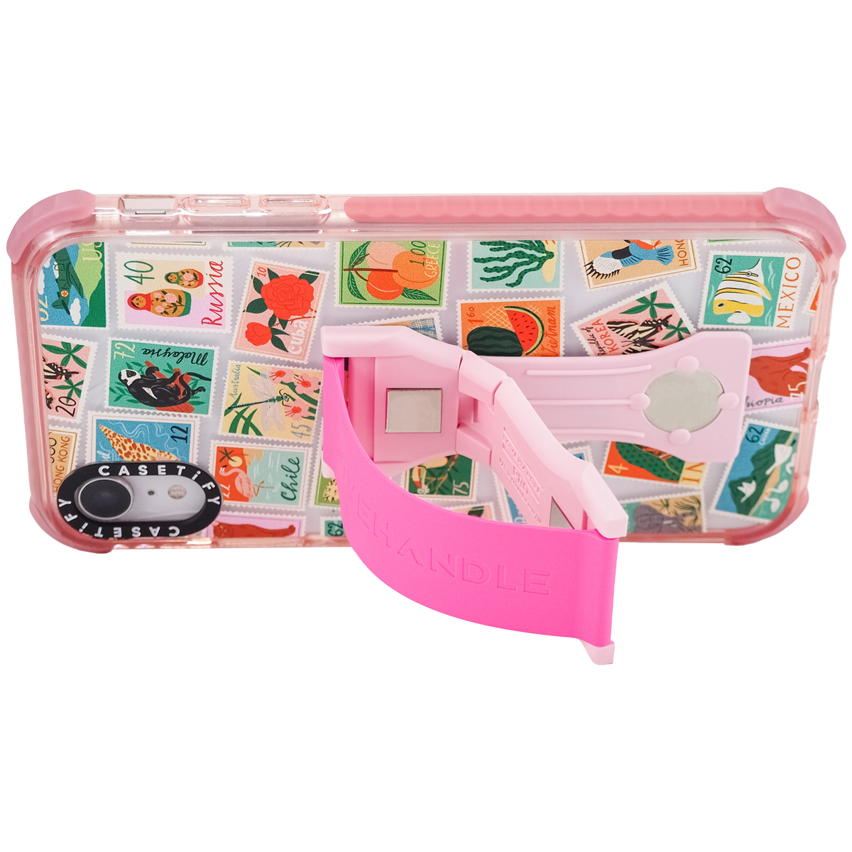 LoveHandle PRO Silicone Phone Grip - Hot Pink White Base