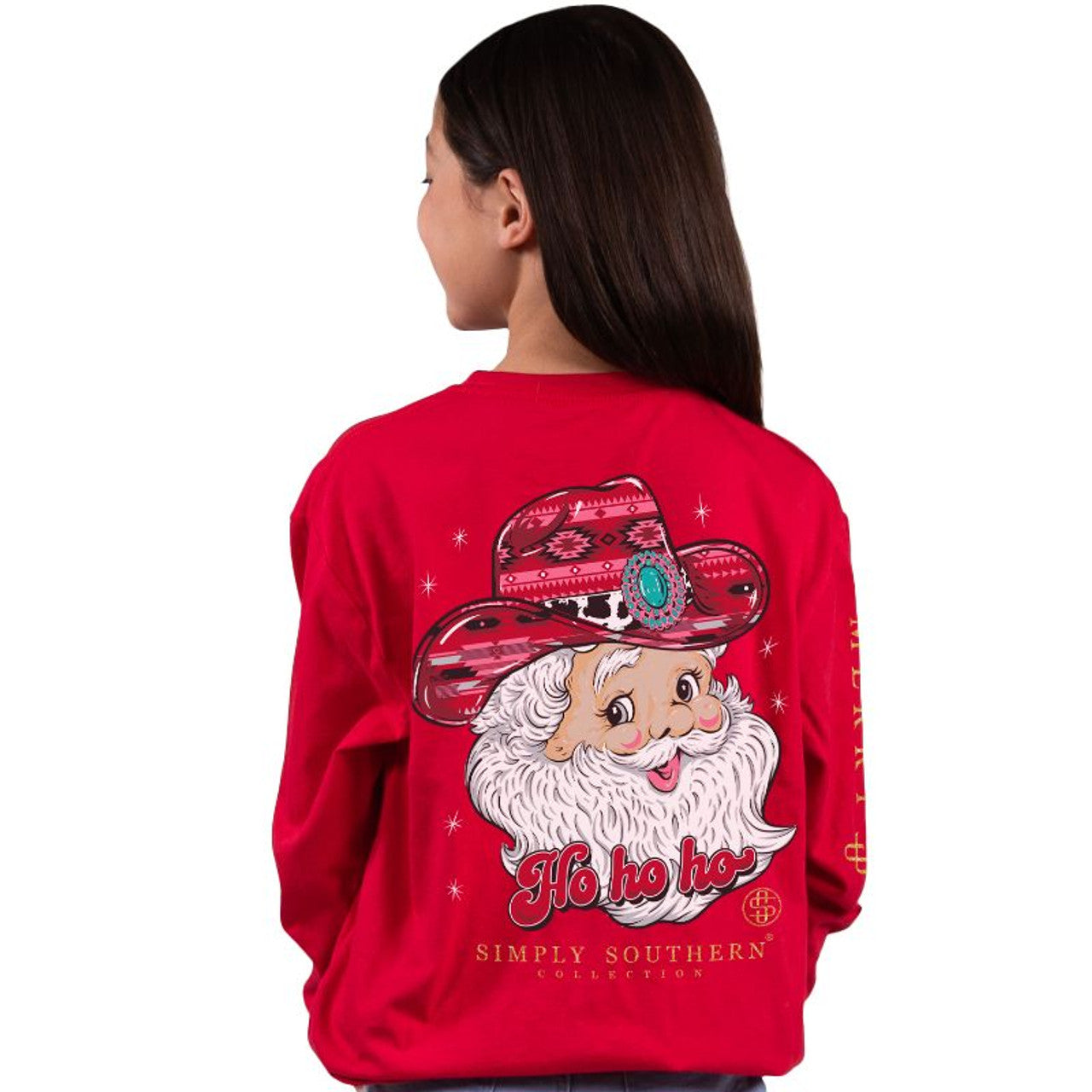 YOUTH - Simply Southern - Cowboy Santa Long Sleeve Tee