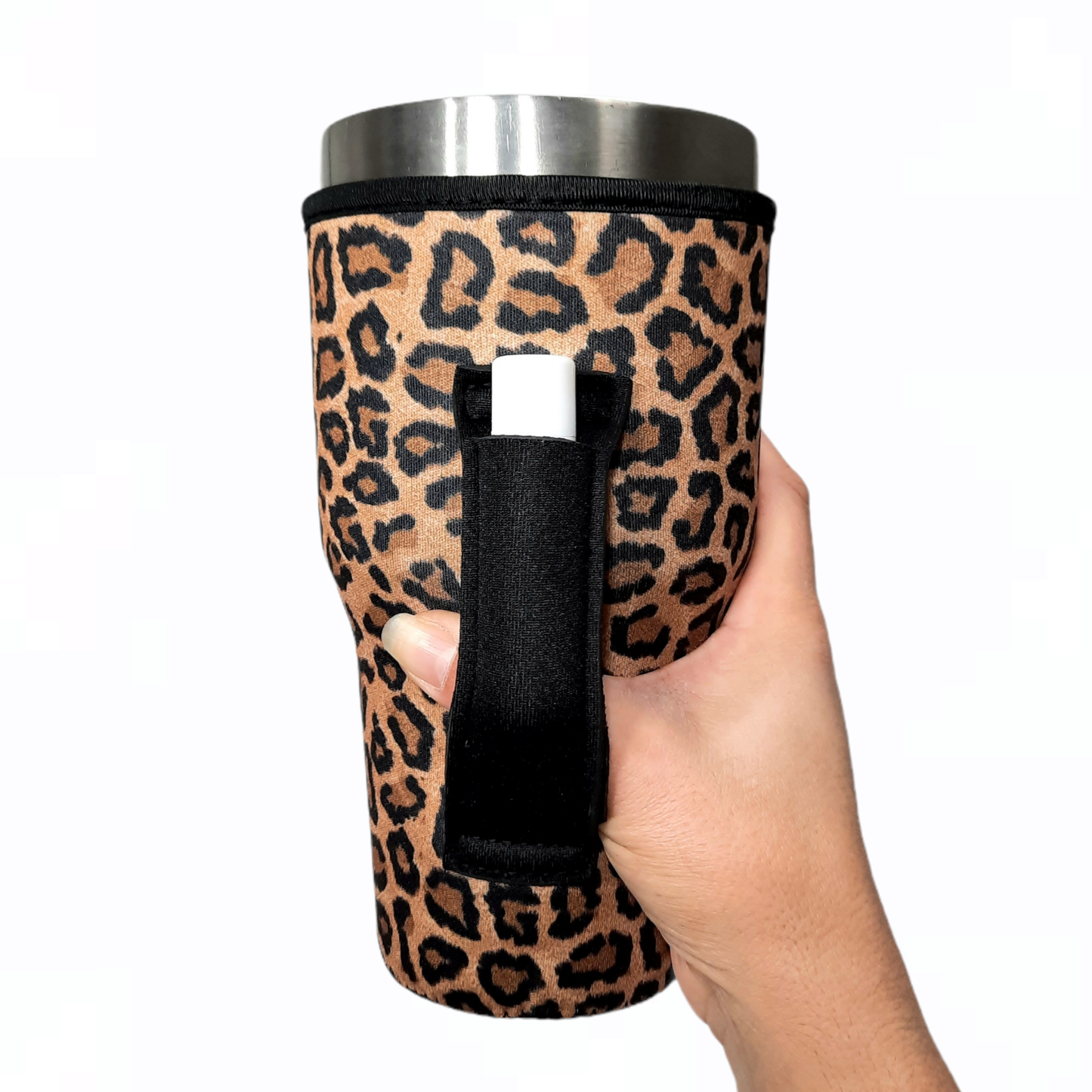 Leopard 30-40oz Tumbler Holder with Black Pocket Handle