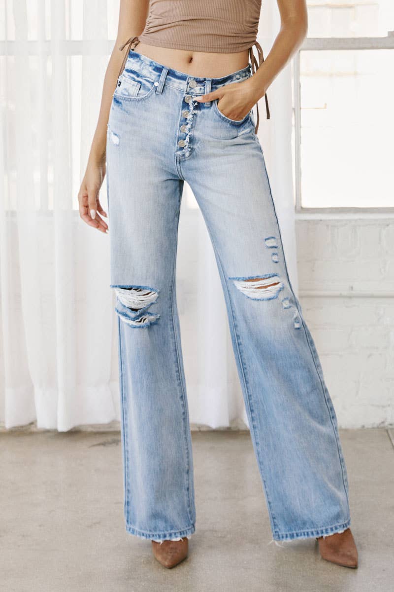 KanCan ANGELICA 90's High Rise Flare Jeans - Light