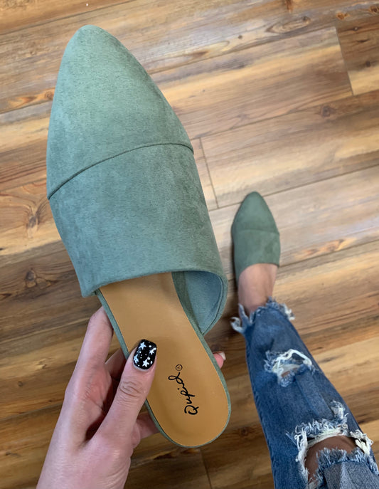 FINAL SALE - The Jasmine Mule - Faux Suede - Sage