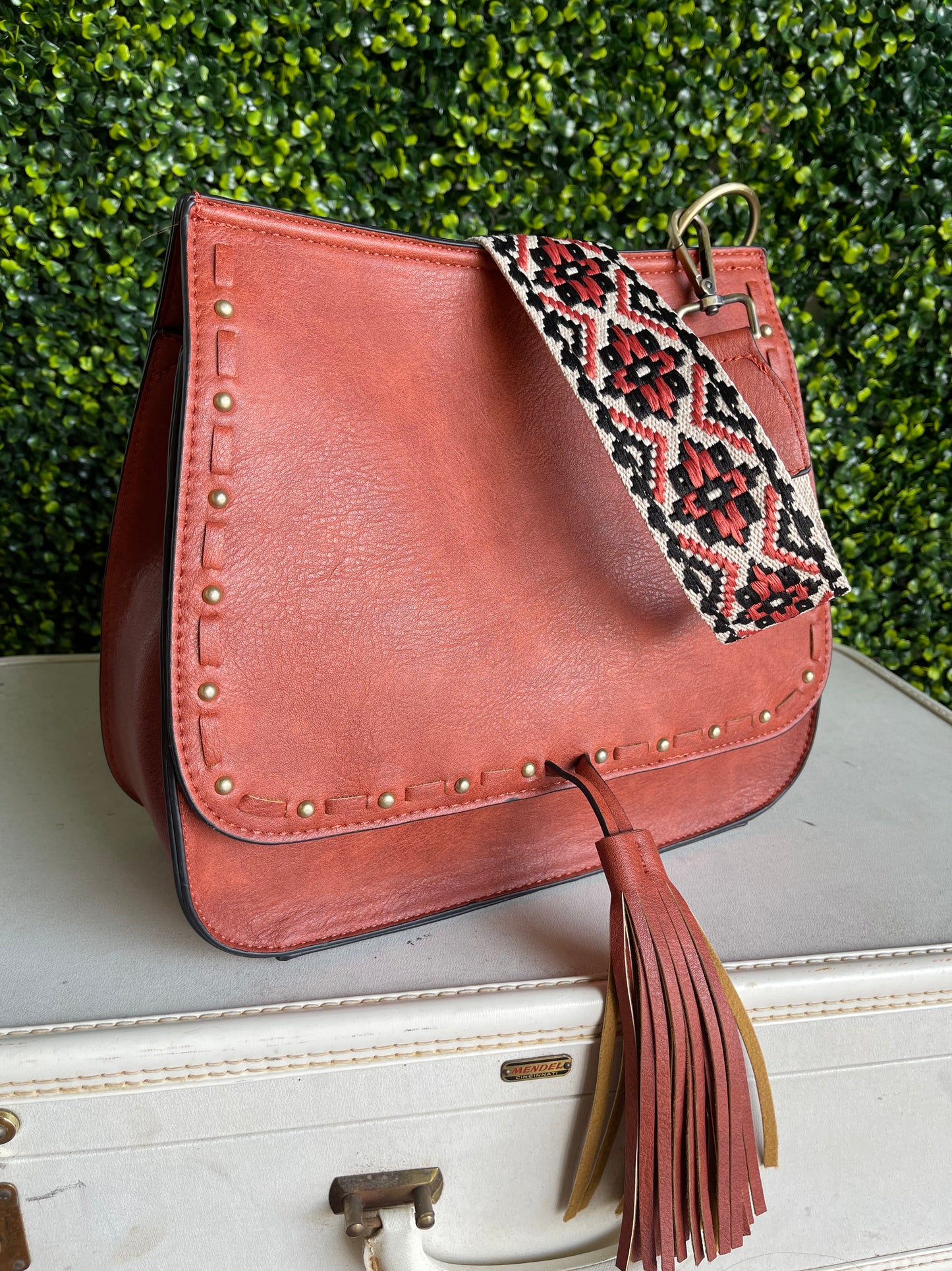 The Brinley Studded Crossbody Bag - Rust