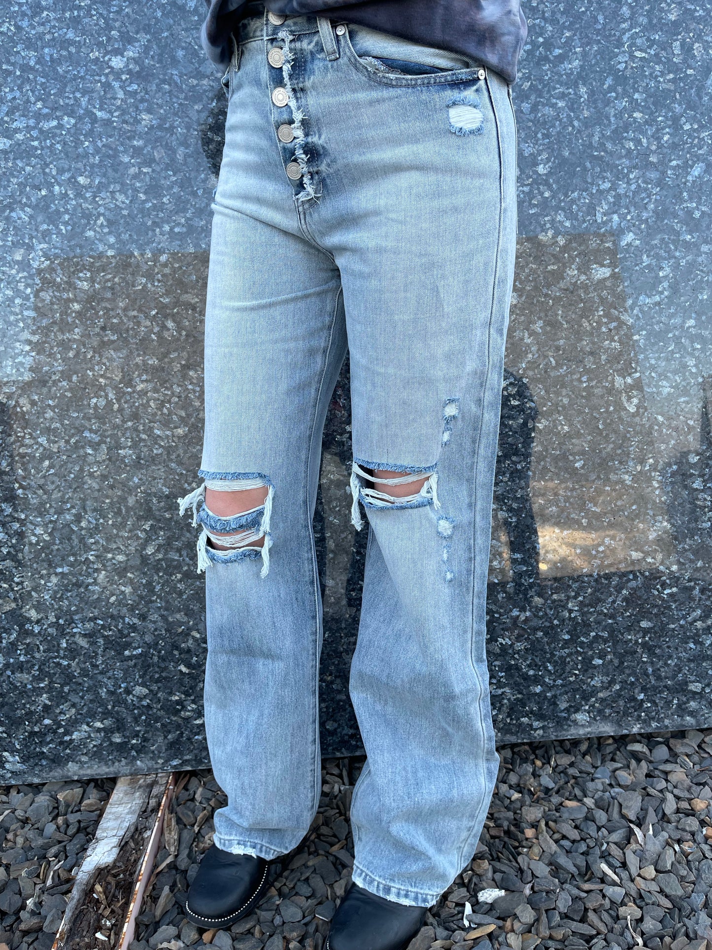 KanCan ANGELICA 90's High Rise Flare Jeans - Light