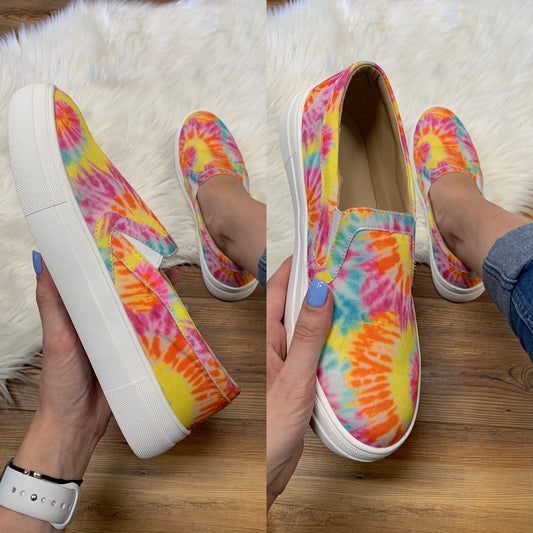 Yellow Tie Dye Slip On Canvas Sneaker