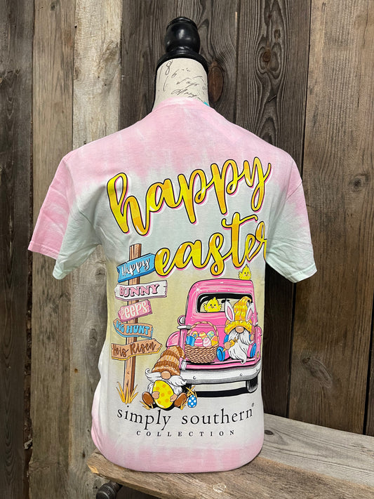 FINAL SALE - YOUTH - Simply Southern - Happy Easter Tie Dye SS Tee
