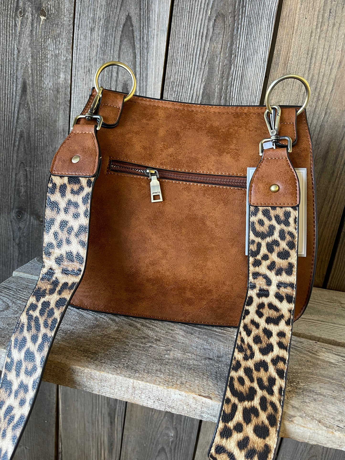 The Brinley Studded Crossbody Bag - Brown