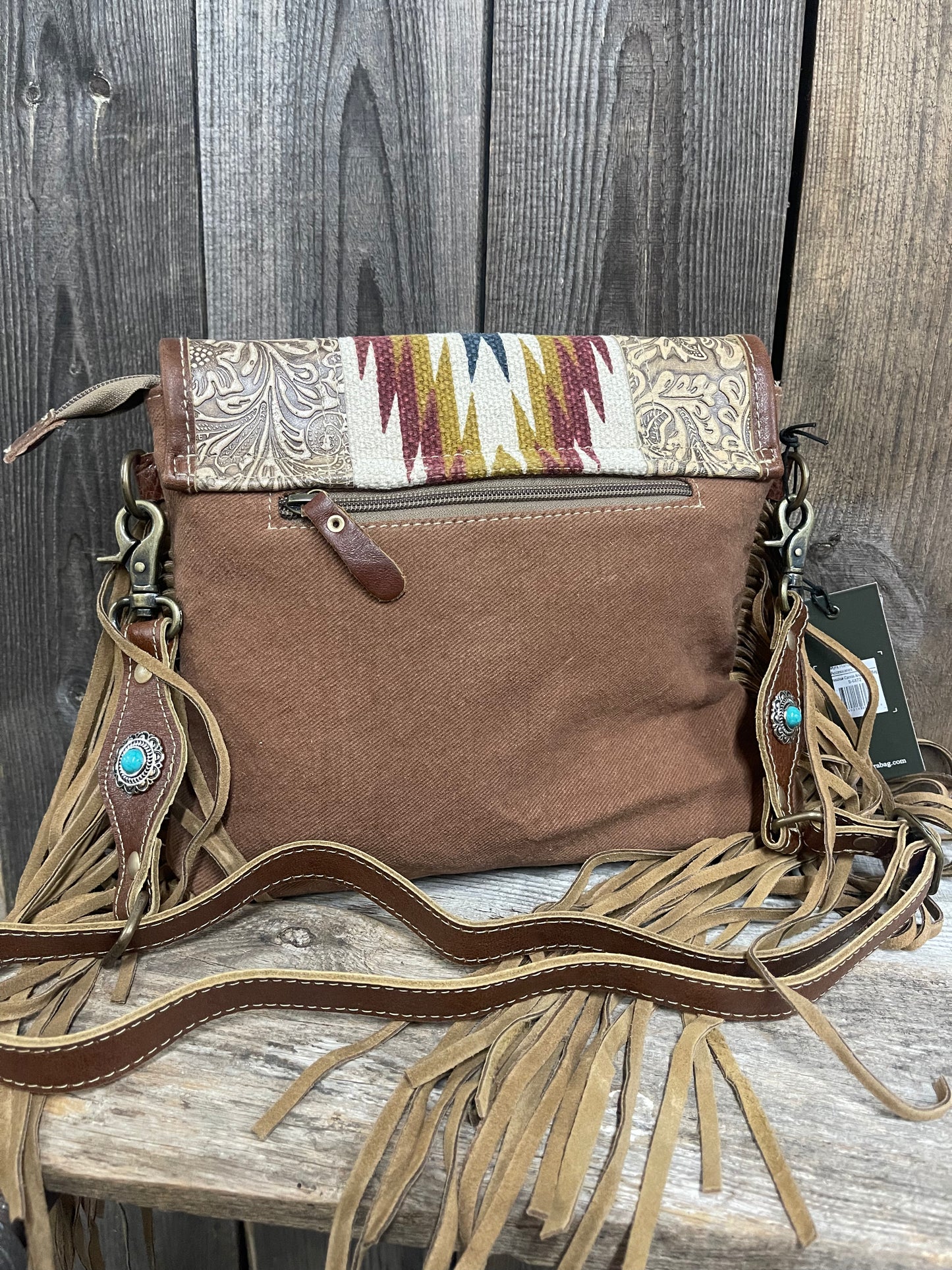 Myra Bag - Crosshair Tooled Leather Fringe Bag