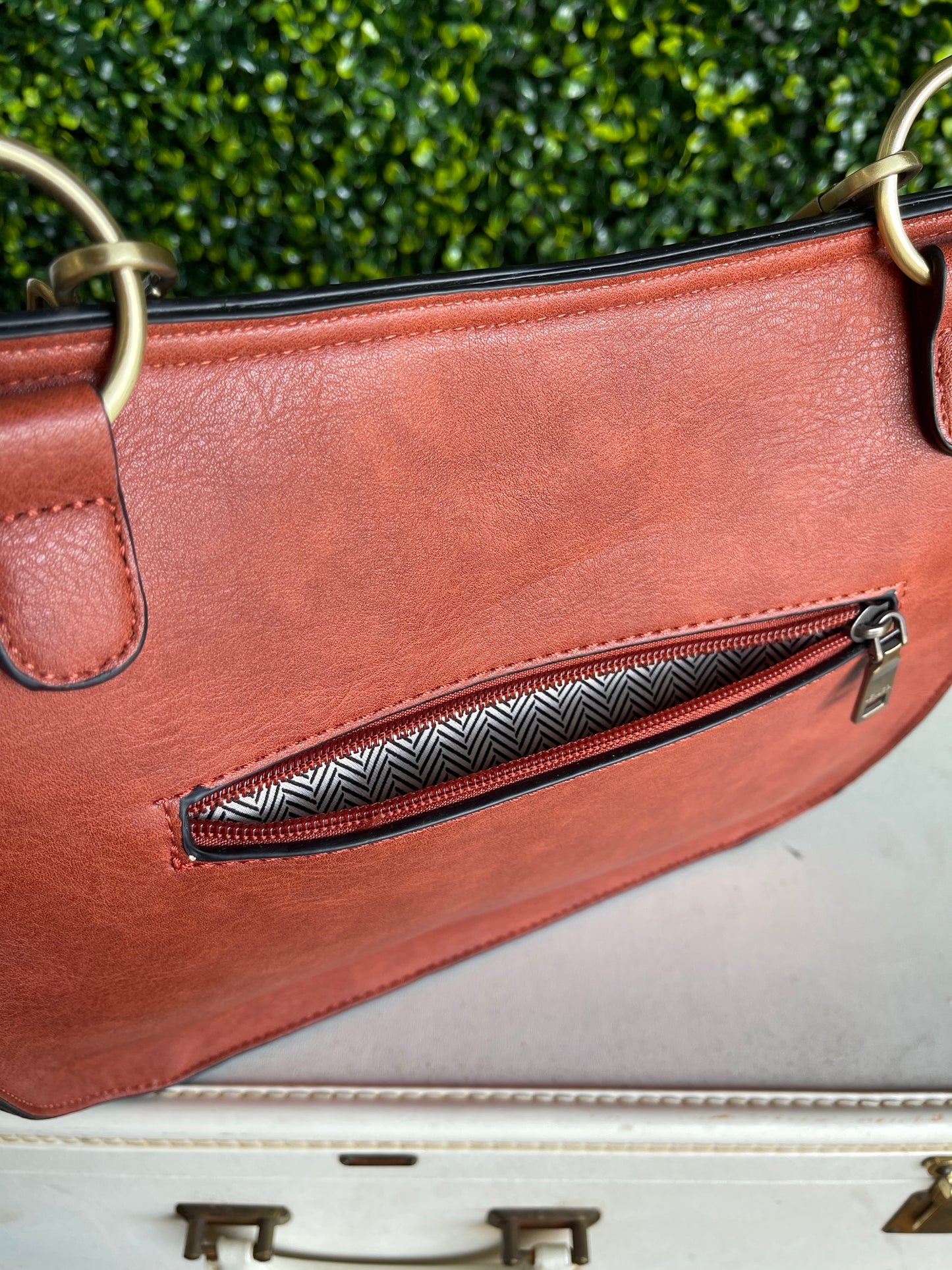 The Brinley Studded Crossbody Bag - Rust