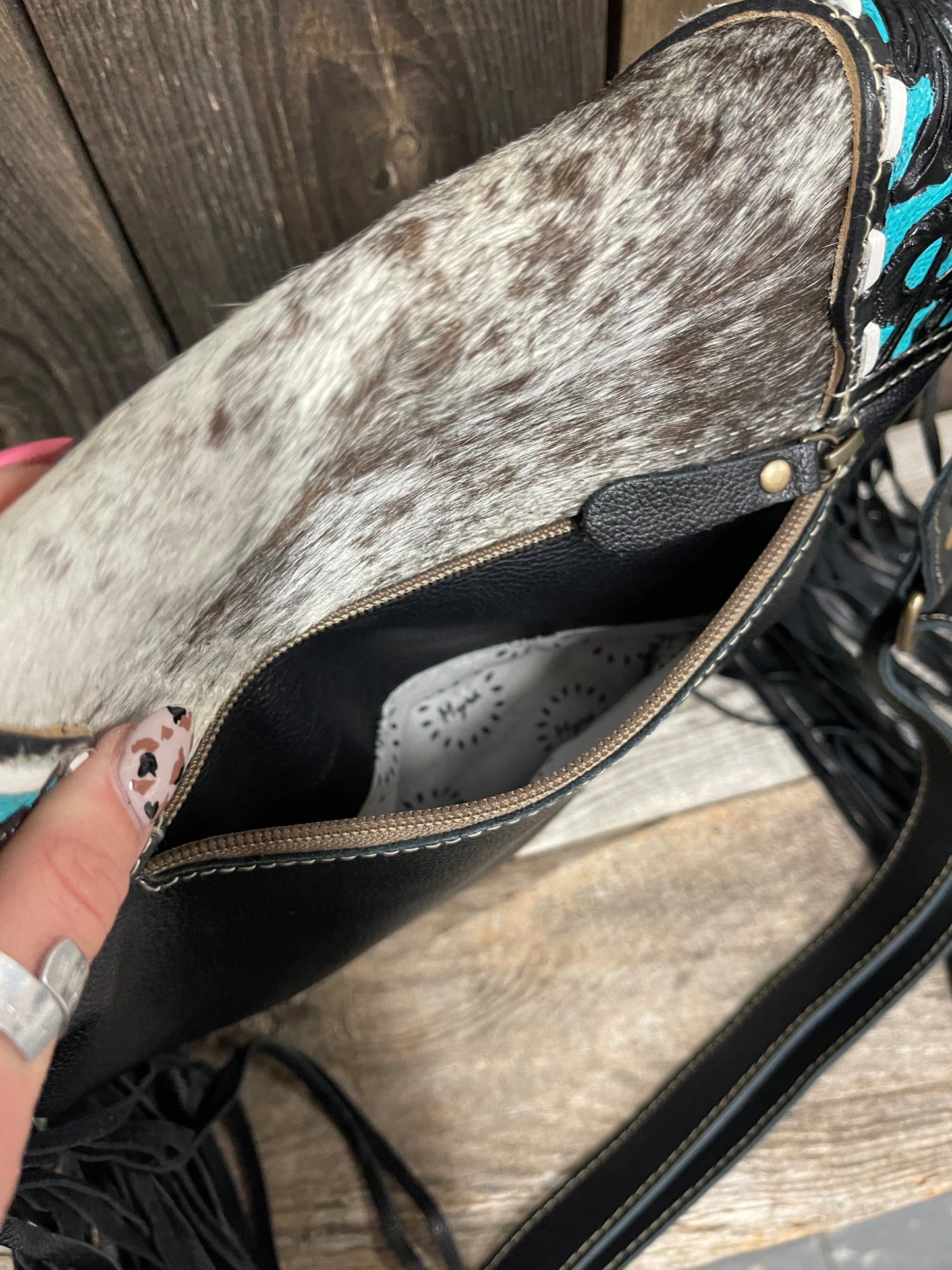 Myra Bag - Comola Hand Tooled Hairon Bag