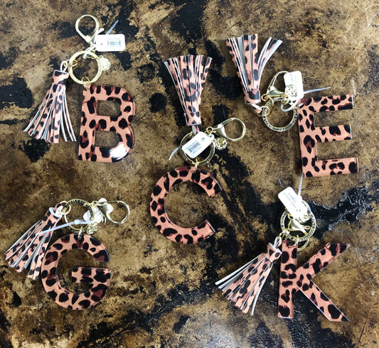 FINAL SALE - Simply Southern Leopard Initial Charm Keychain