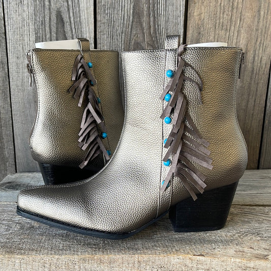 FINAL SALE - Crazy Train - Boujee Babe Booties - Champagne Silver