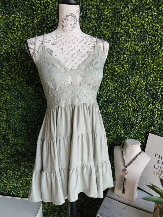 FINAL SALE - CURVY - Maren Ruffle Peplum Cami Top PALE SAGE