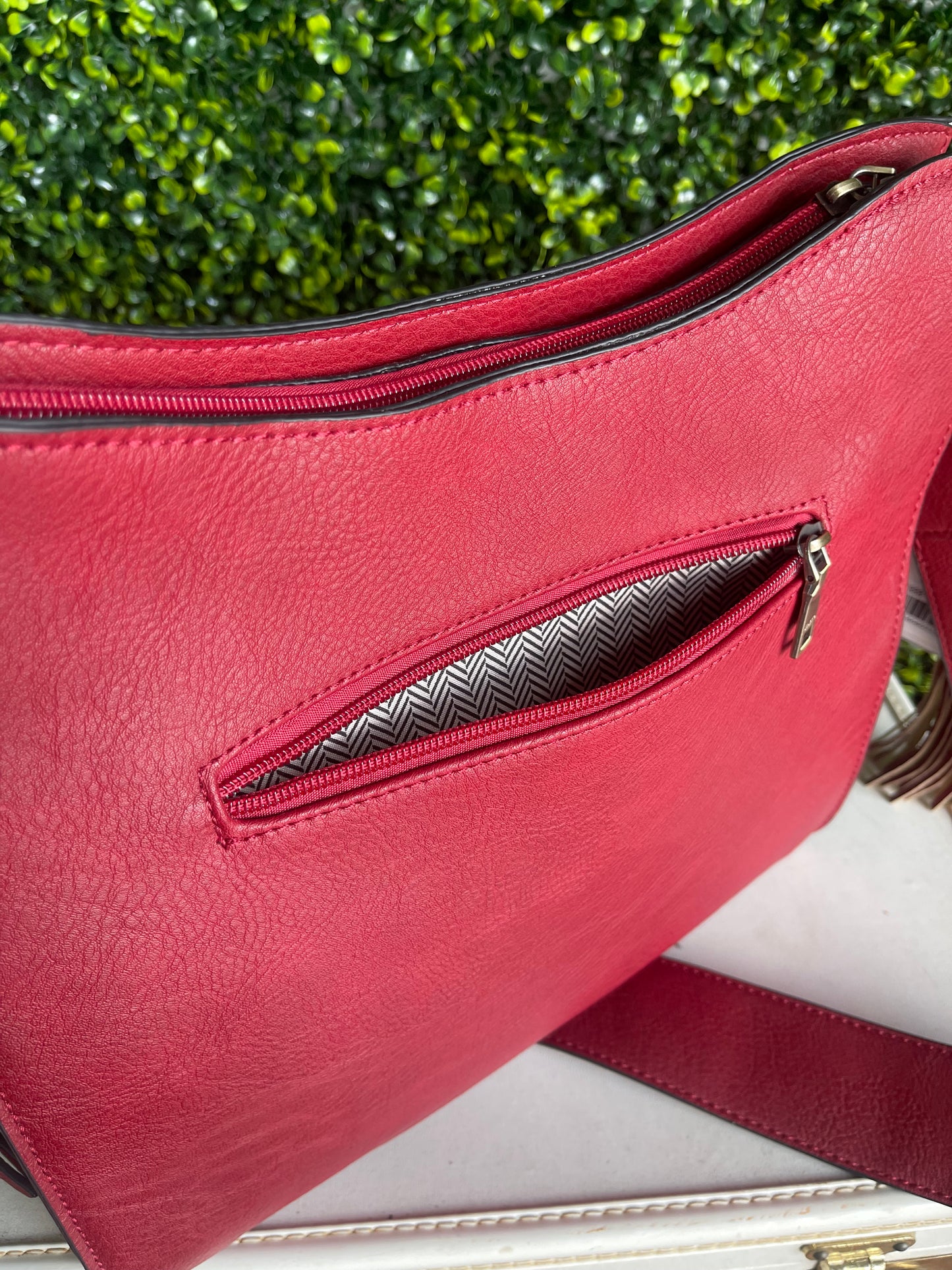 The Corrine Concealed Pockets Crossbody Bag - Wine