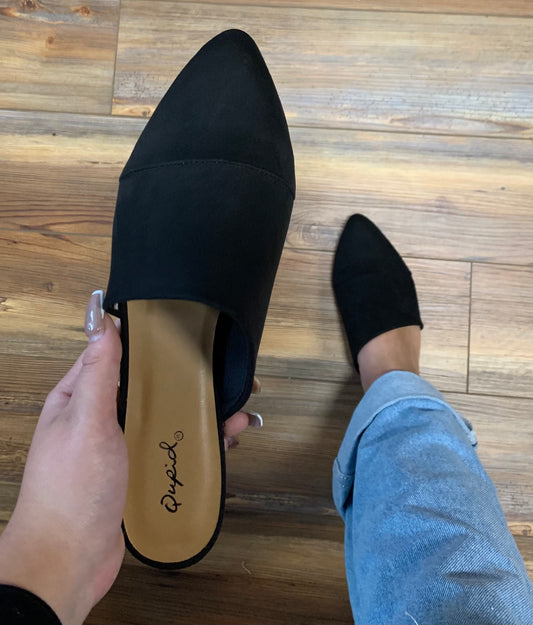 FINAL SALE - The Jasmine Mule - Faux Suede - Black