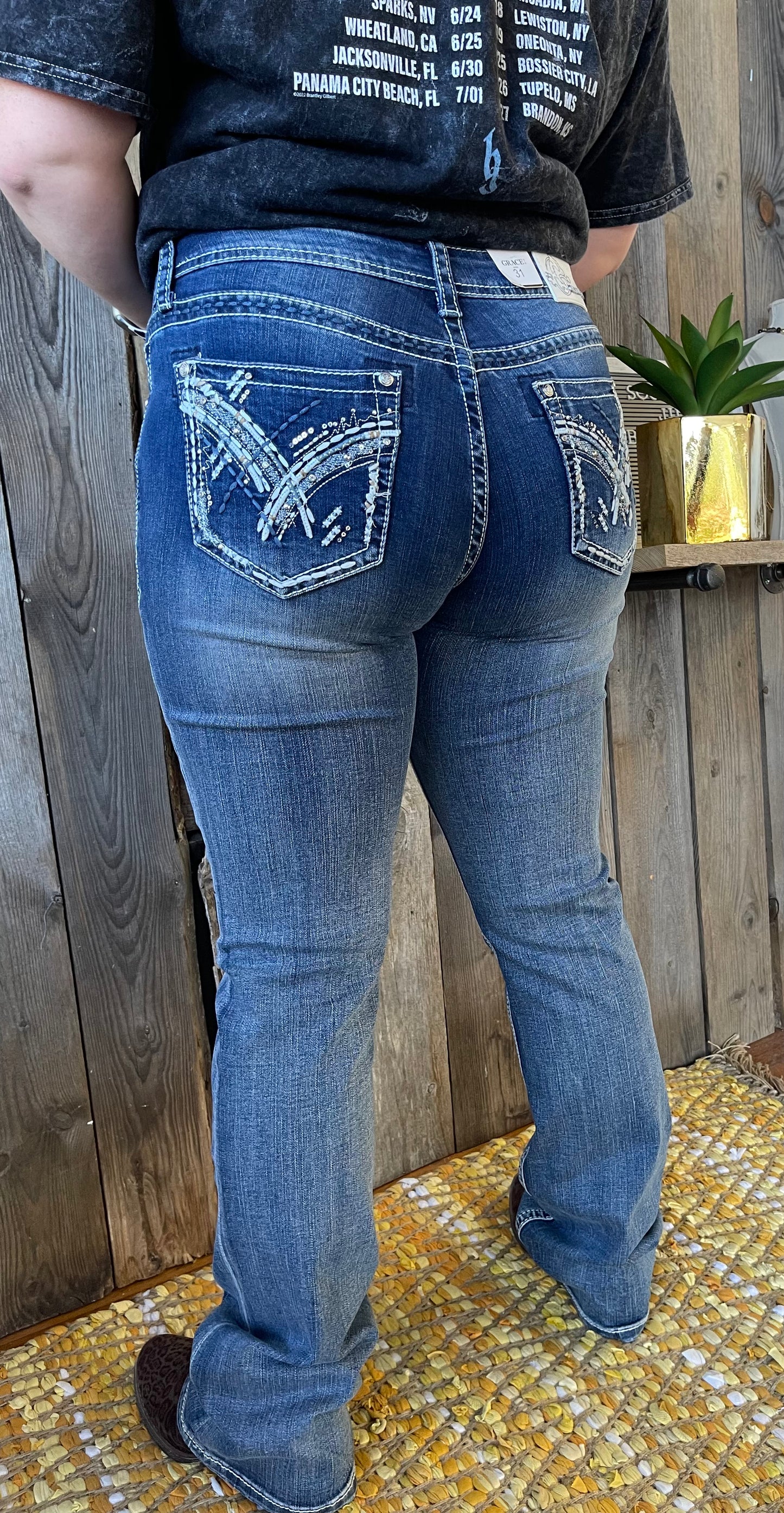 Grace In LA Brandee Embellished Boot Cut