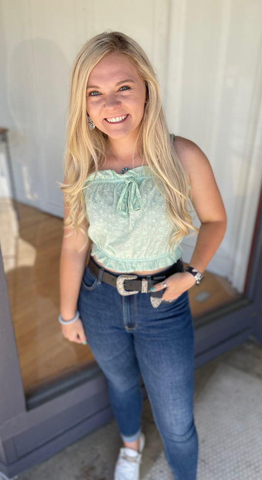 FINAL SALE - Brunch Babe Crop Top - Mint