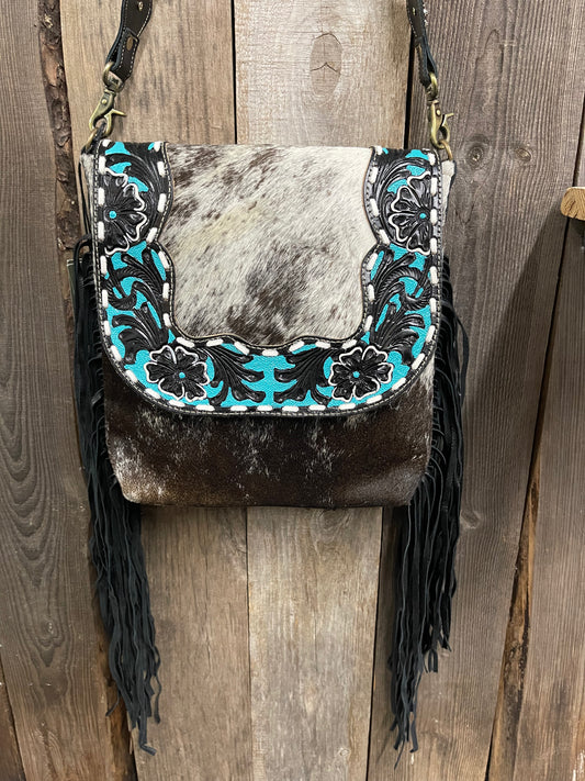 Myra Bag - Comola Hand Tooled Hairon Bag