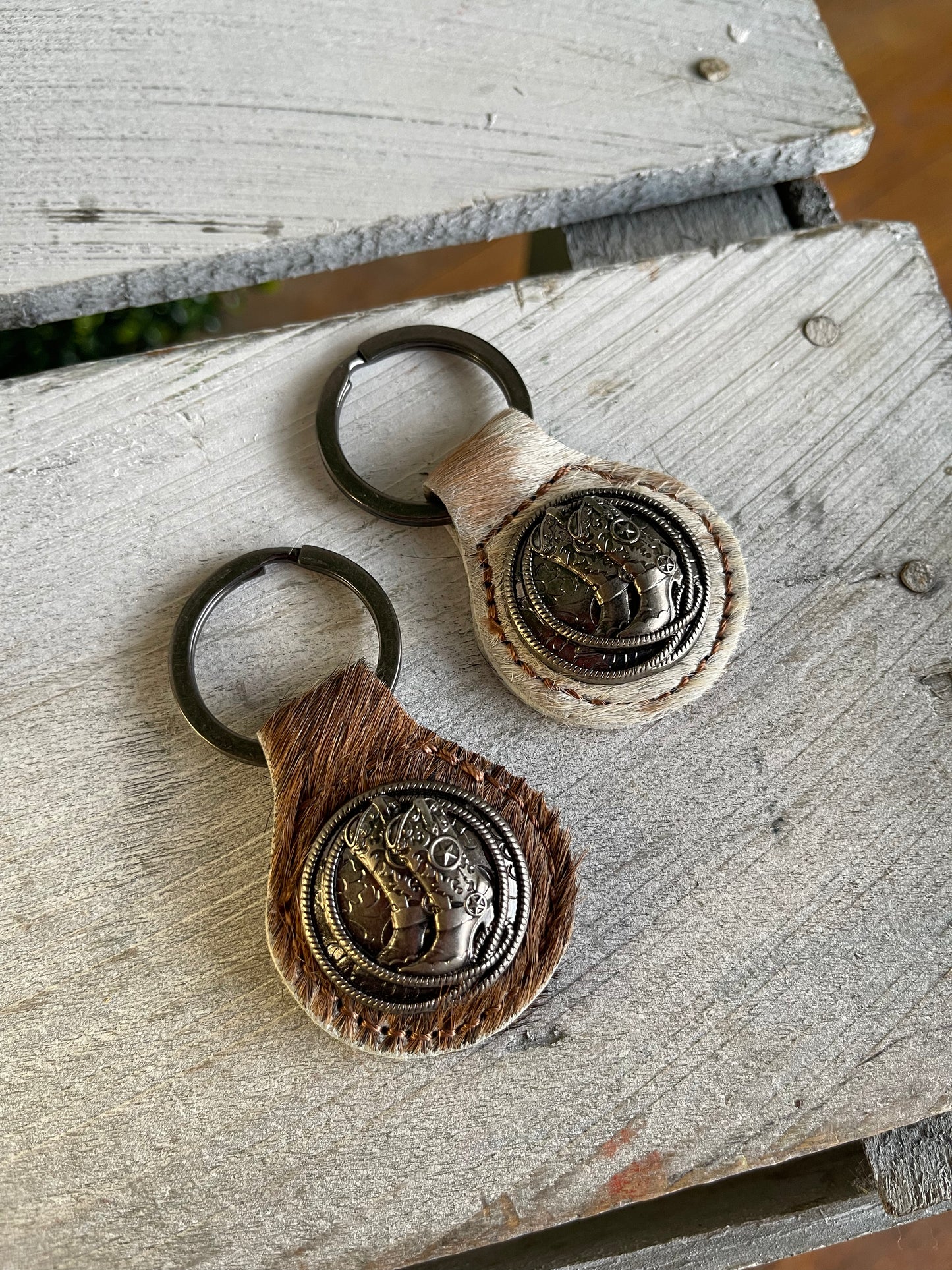 Montana West Hair-On Cowhide Cowboy Boots Key Fob/Chain