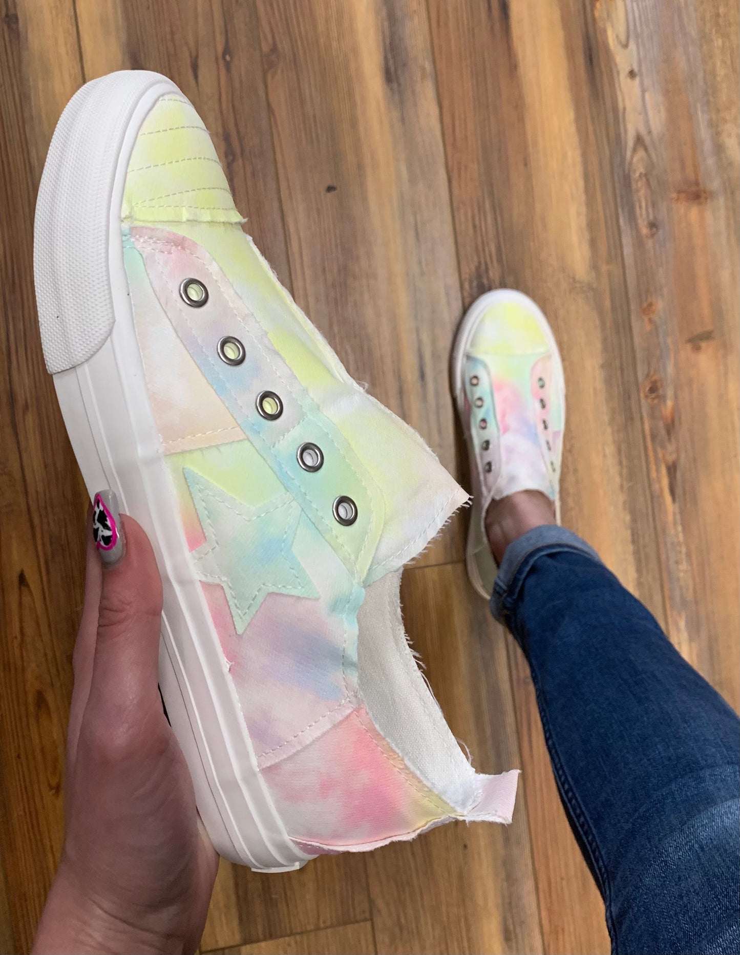 FINAL SALE - Play Along Pastel Tie Dye Slip On Canvas Sneakers