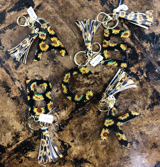 FINAL SALE - Simply Southern Sunflower Initial Charm Keychain
