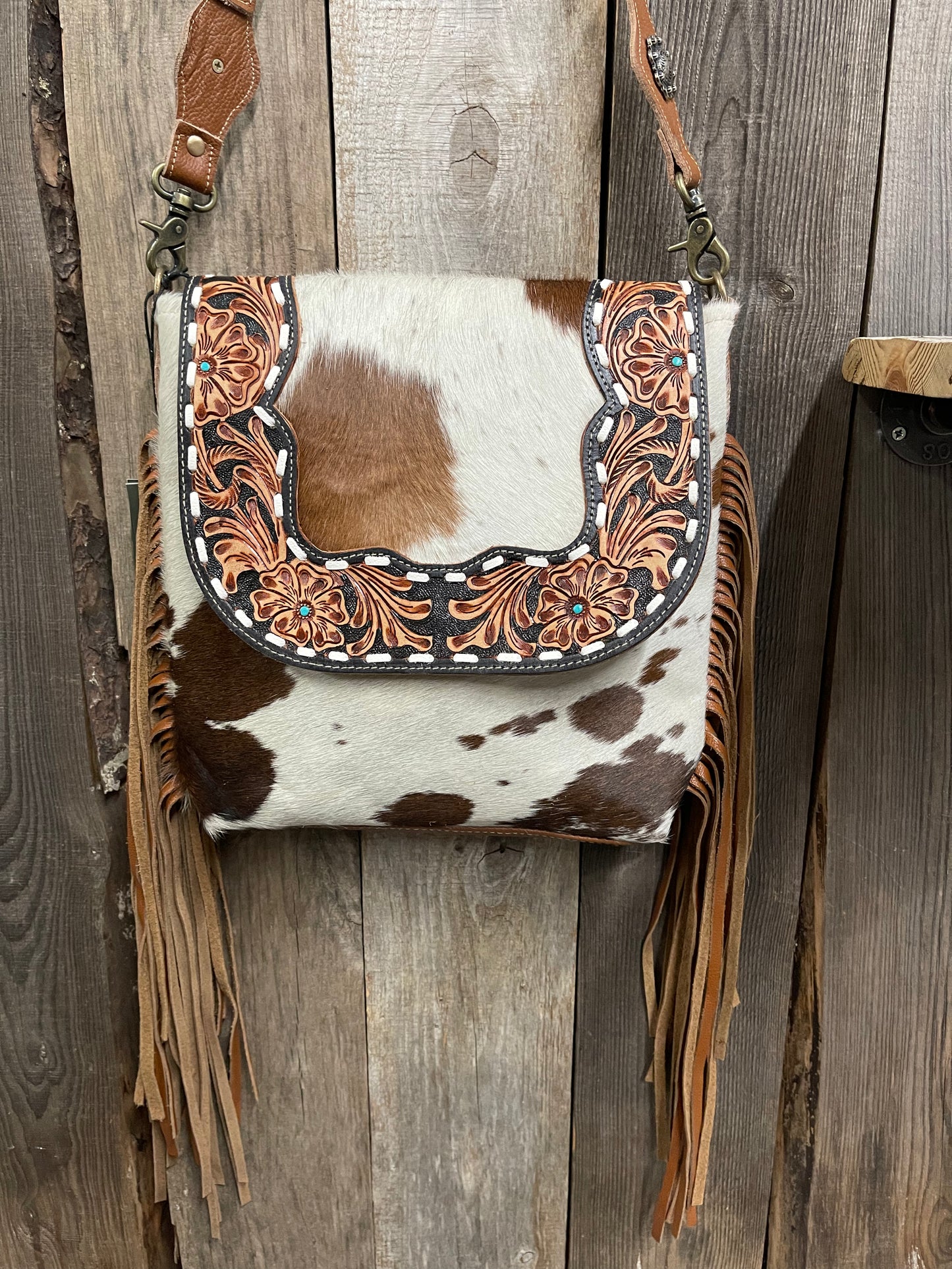 Myra Bag - Sengoia Hand Tooled Hairon Bag