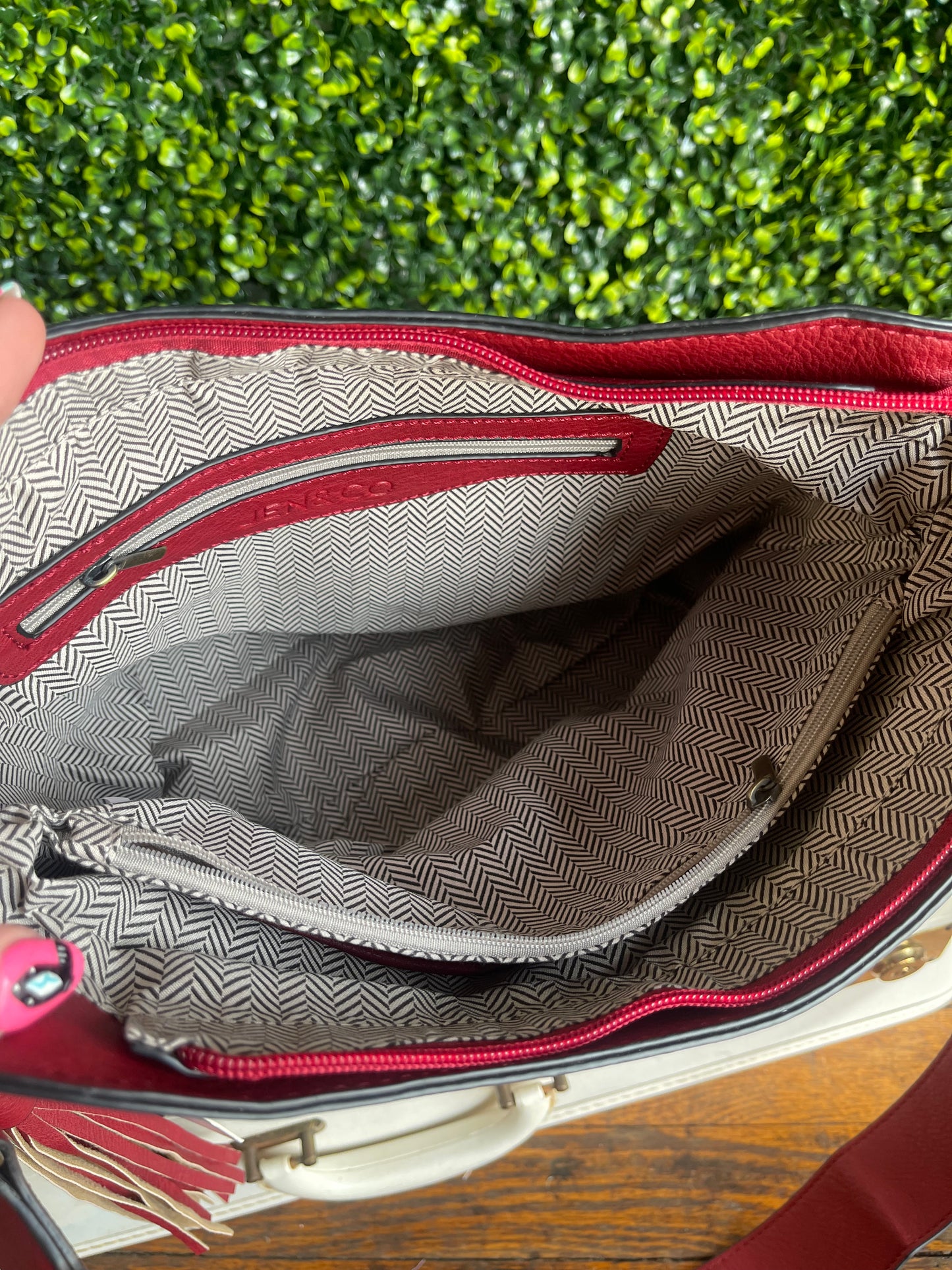 The Corrine Concealed Pockets Crossbody Bag - Wine