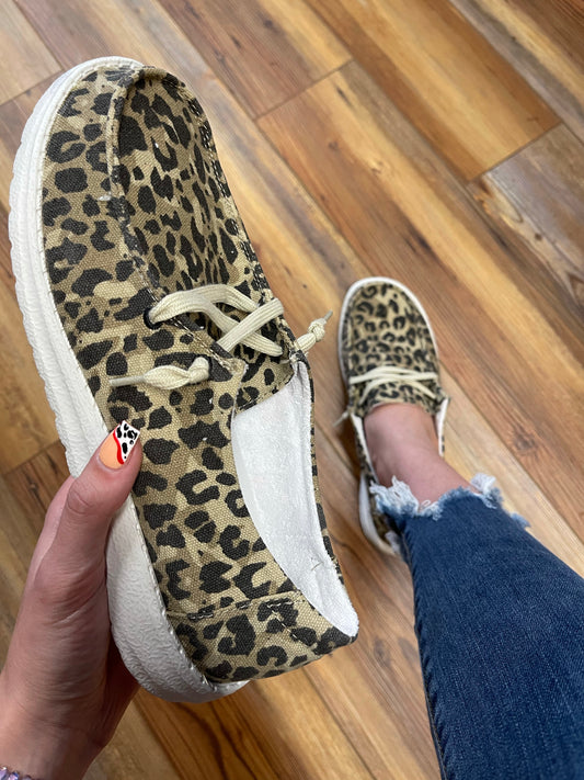 FINAL SALE - Cheetah Tan Leopard Slip On Canvas Sneaker Shoe