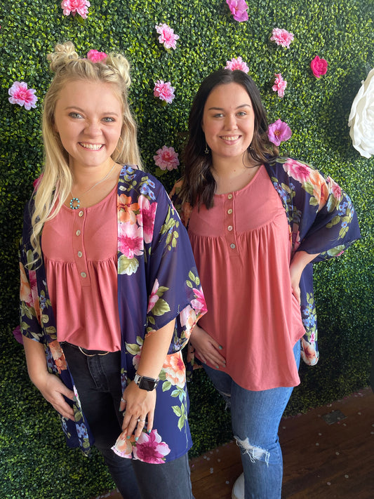 FINAL SALE - The Atasi Navy Floral Chiffon Kimono
