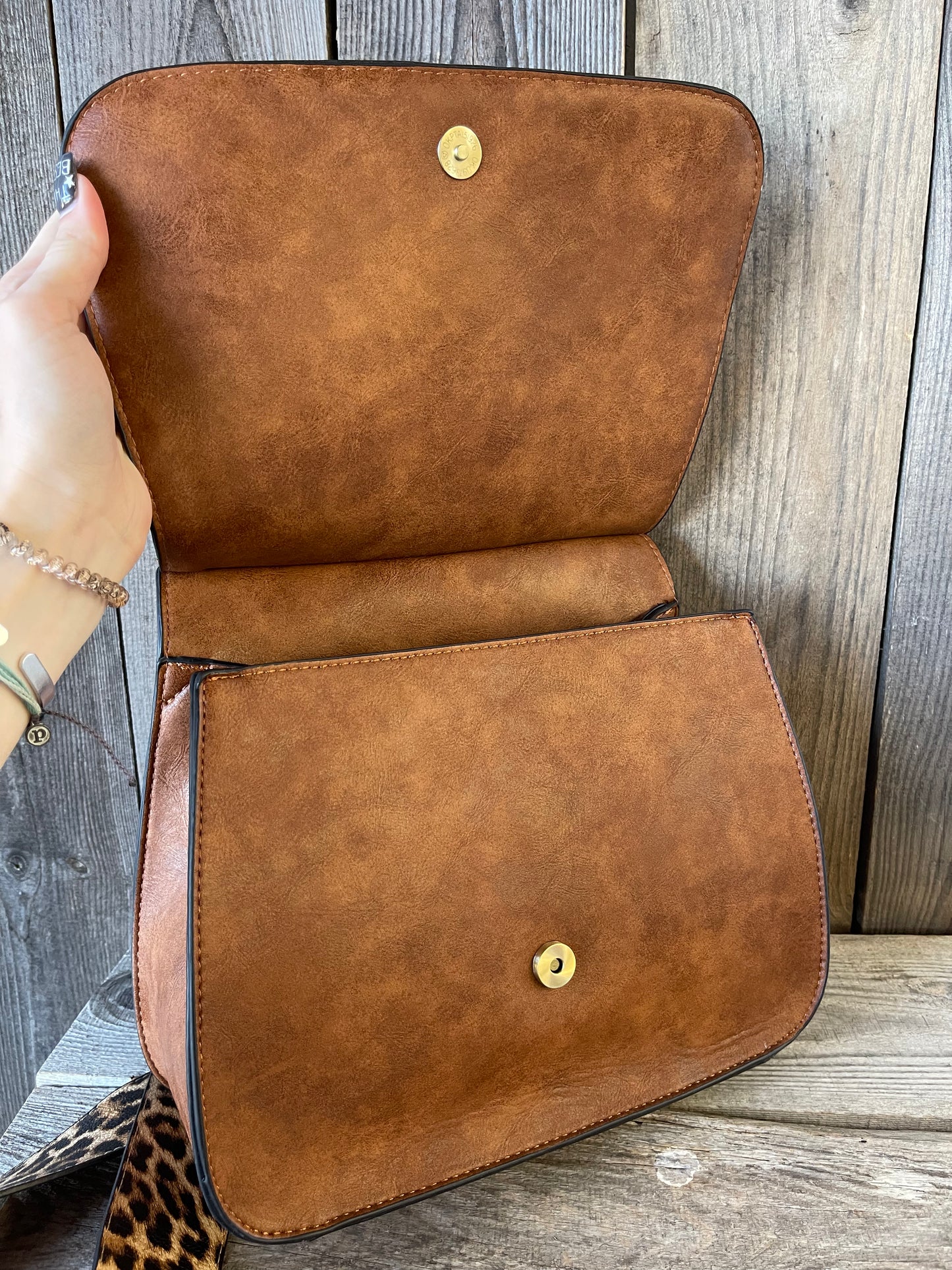 The Brinley Studded Crossbody Bag - Brown