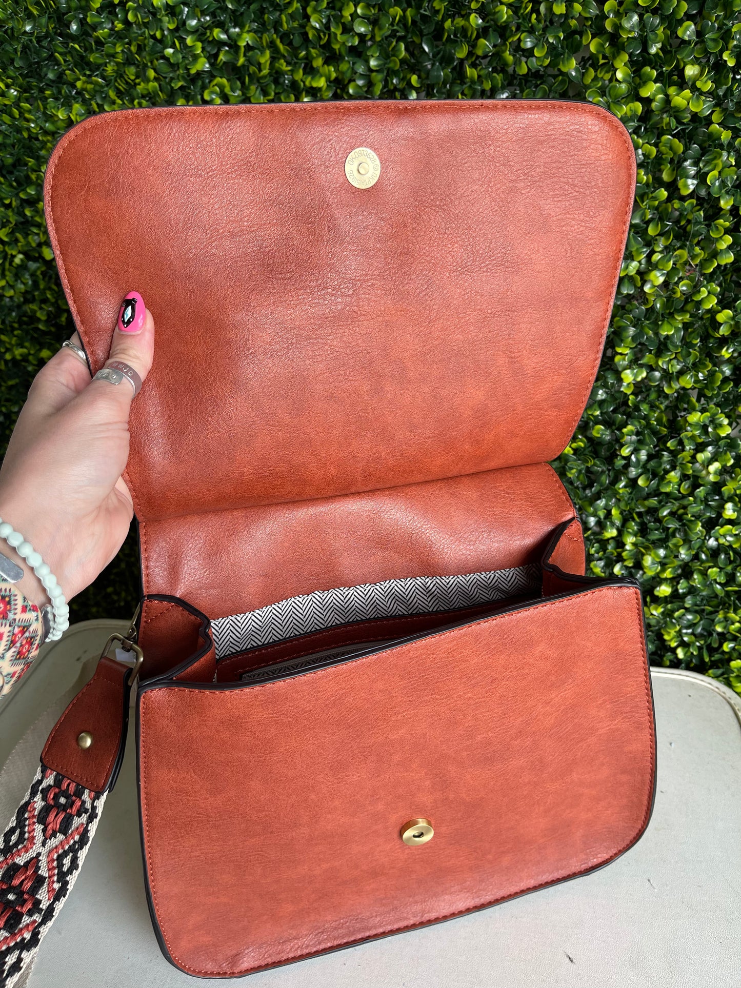 The Brinley Studded Crossbody Bag - Rust