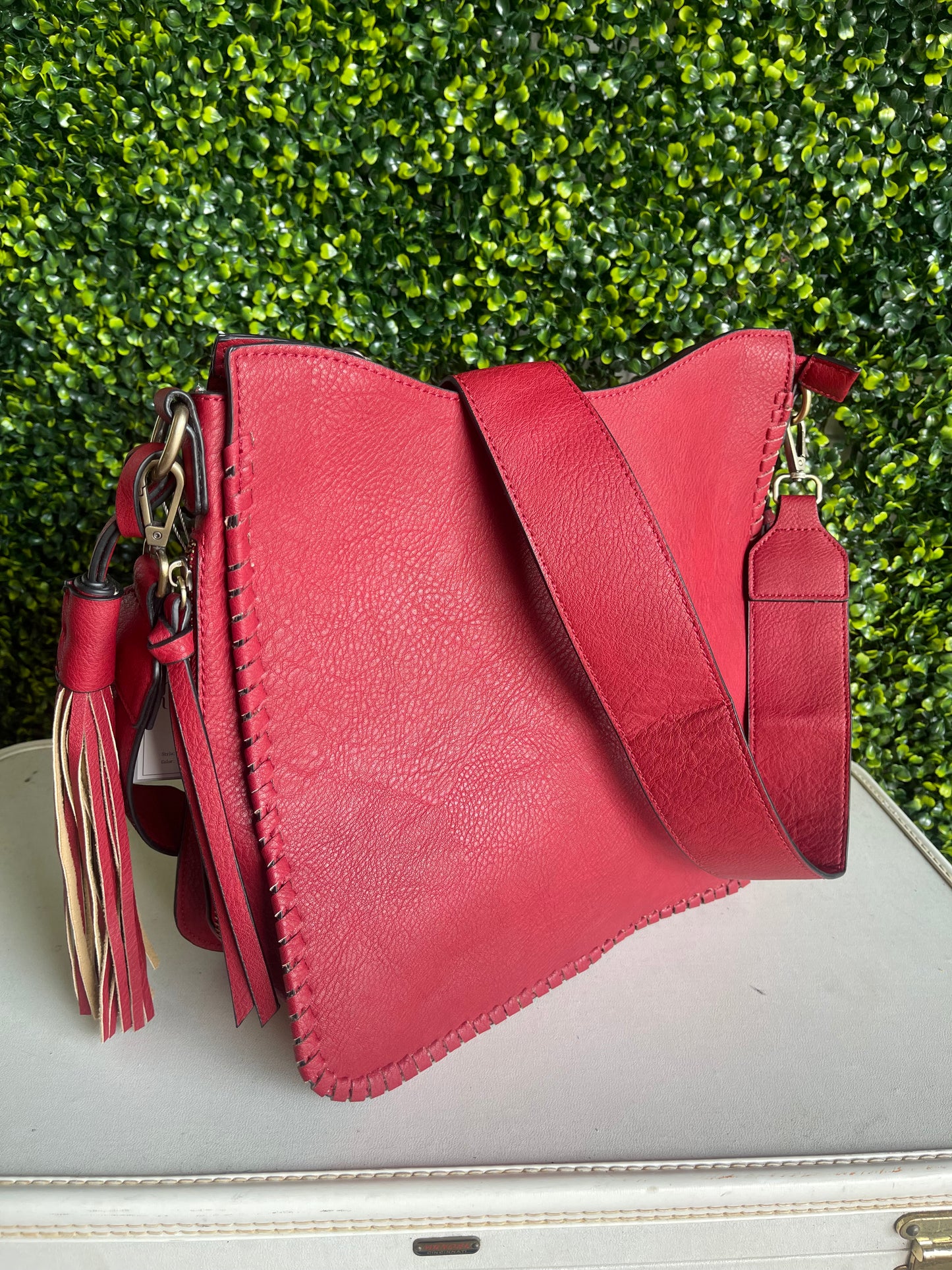 The Corrine Concealed Pockets Crossbody Bag - Wine