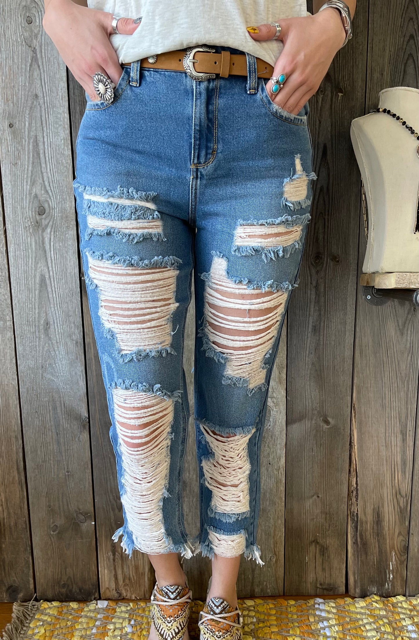 Cello Mandee Jean - High-Rise Distressed Cropped Straight