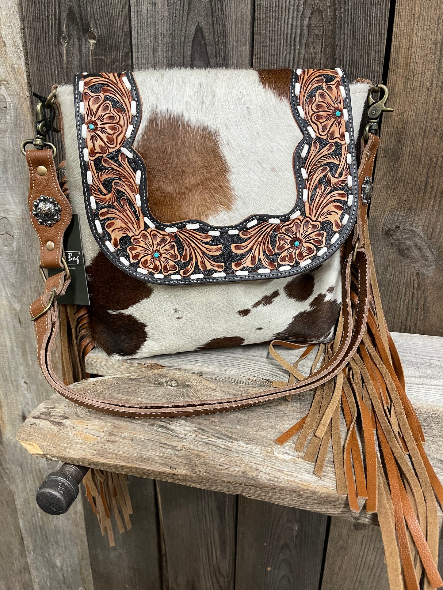 Myra Bag - Sengoia Hand Tooled Hairon Bag