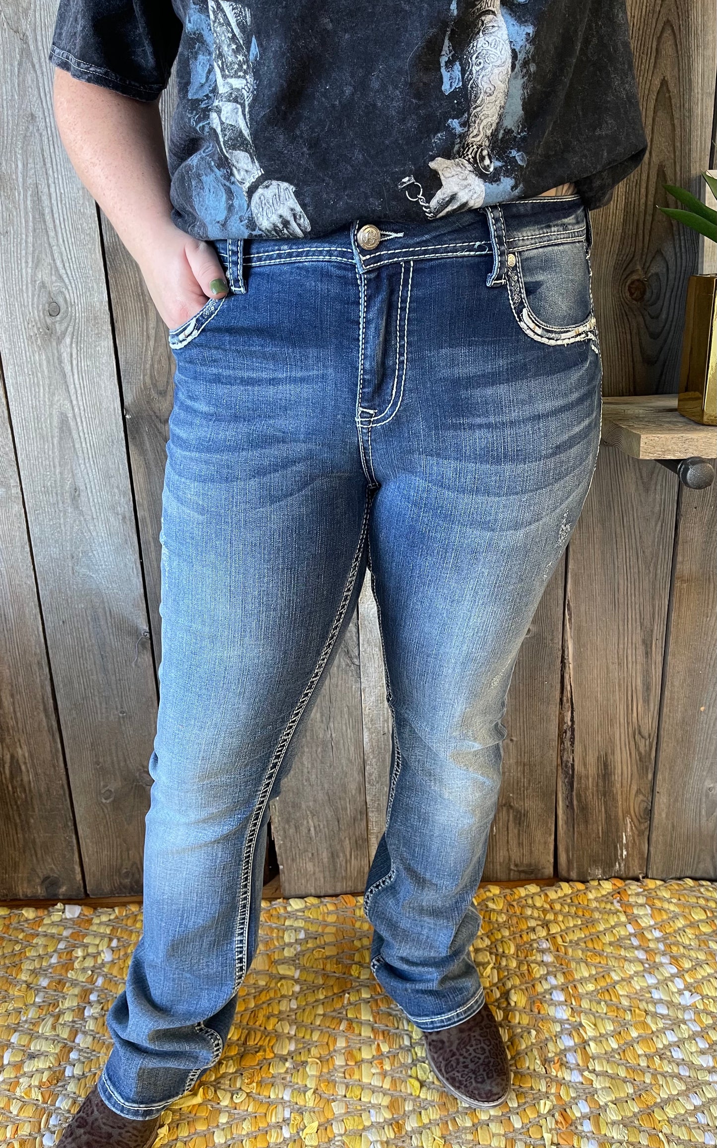 Grace In LA Brandee Embellished Boot Cut