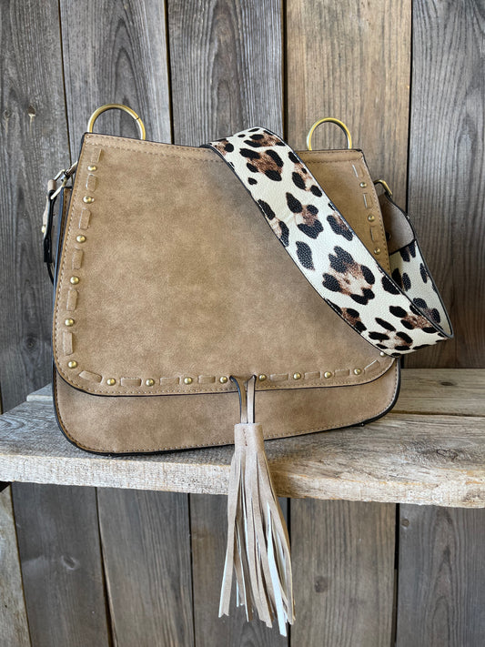 The Brinley Studded Crossbody Bag - Sand