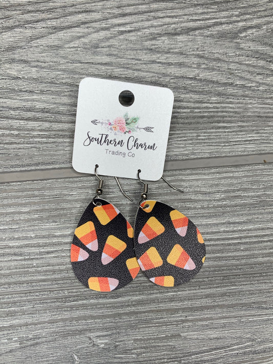 Candy Corn Halloween Itty Bitty Teardrop Earrings