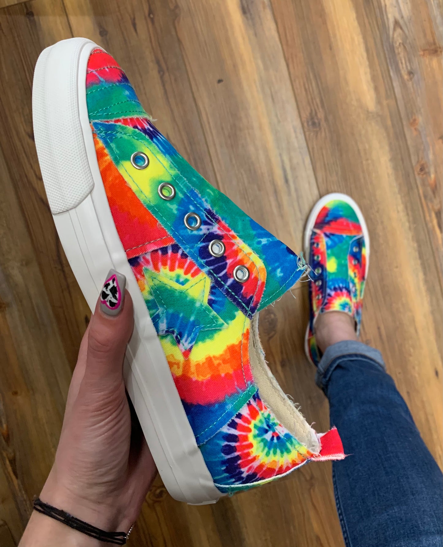 FINAL SALE - Play Along Vibrant Tie Dye Slip On Canvas Sneakers