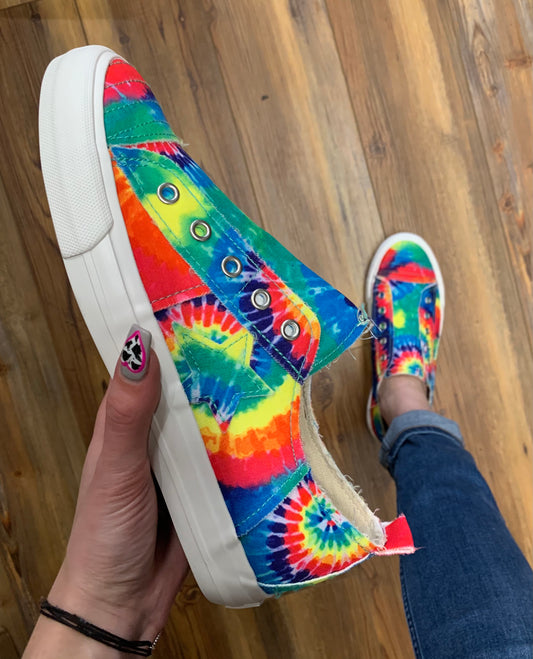 FINAL SALE - Play Along Vibrant Tie Dye Slip On Canvas Sneakers