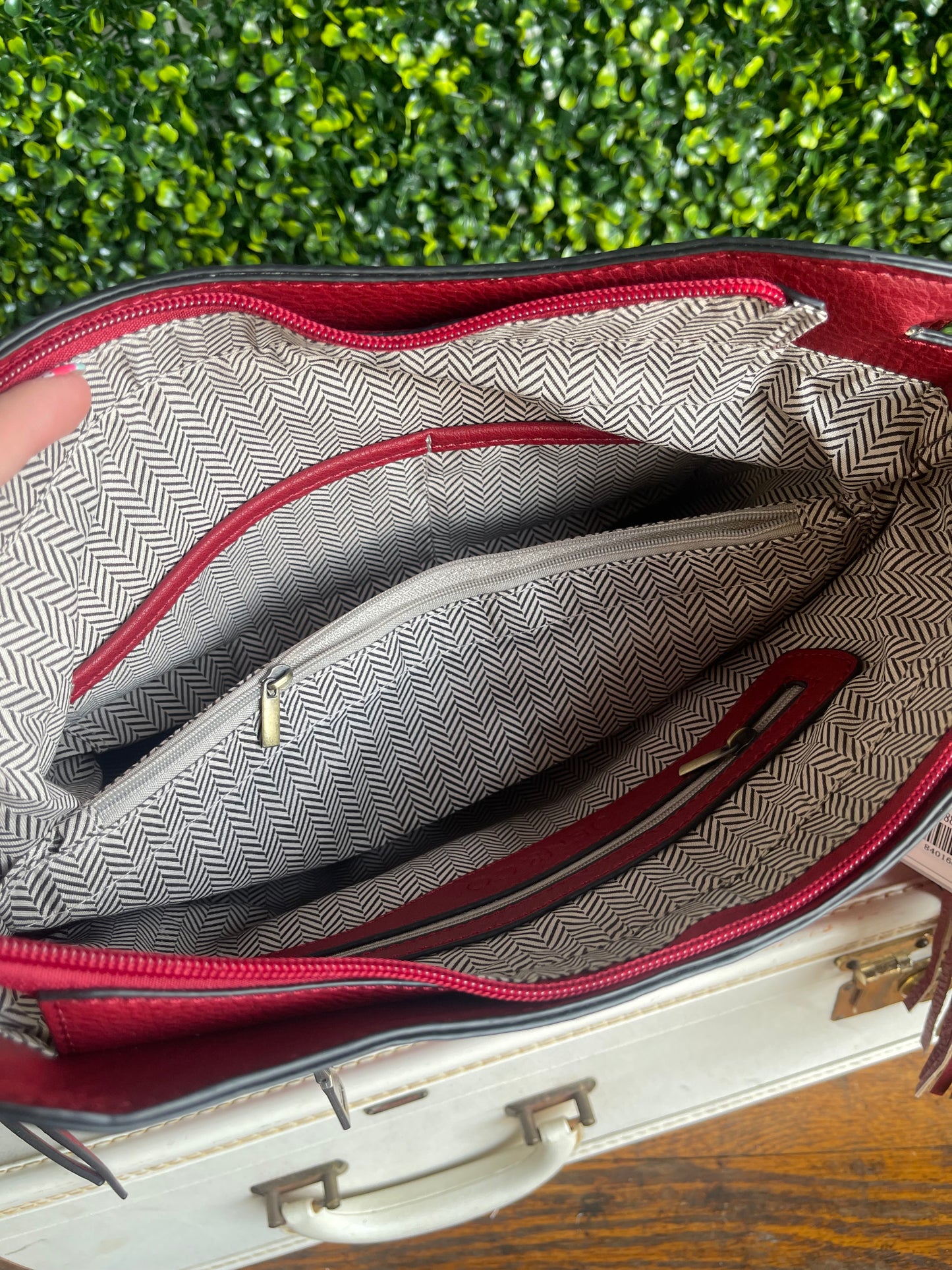 The Corrine Concealed Pockets Crossbody Bag - Wine