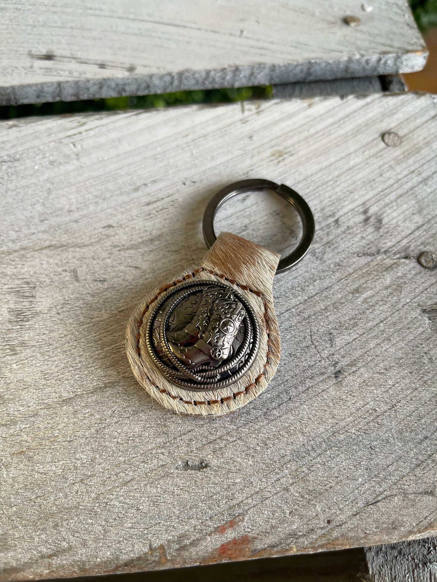 Montana West Hair-On Cowhide Cowboy Boots Key Fob/Chain