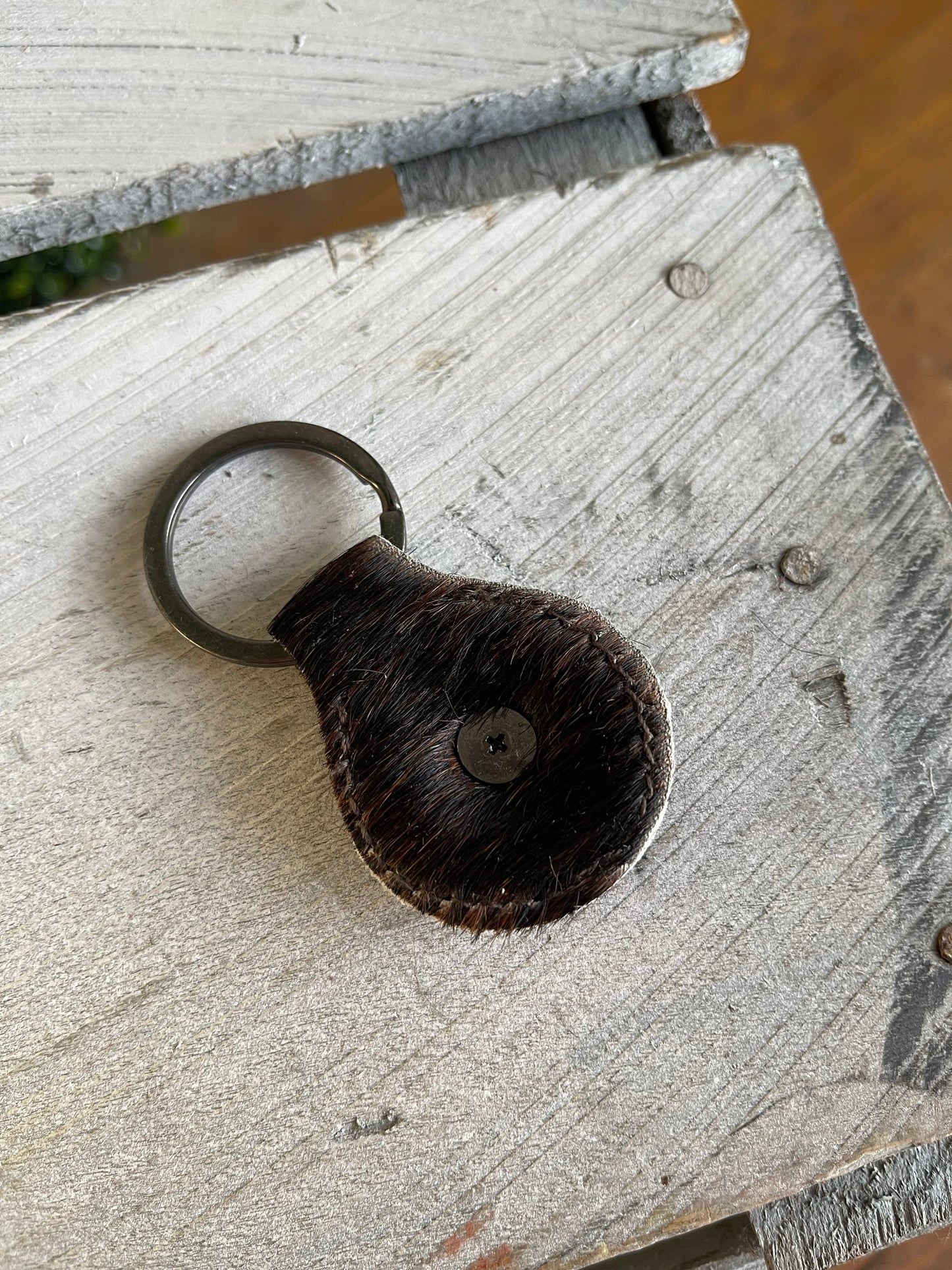 Montana West Real Leather Hair-On Cowhide Texas Lonestar Concho Key Fob/Chain