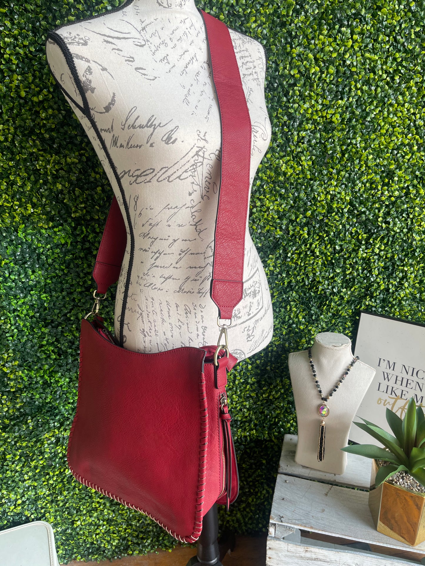 The Corrine Concealed Pockets Crossbody Bag - Wine