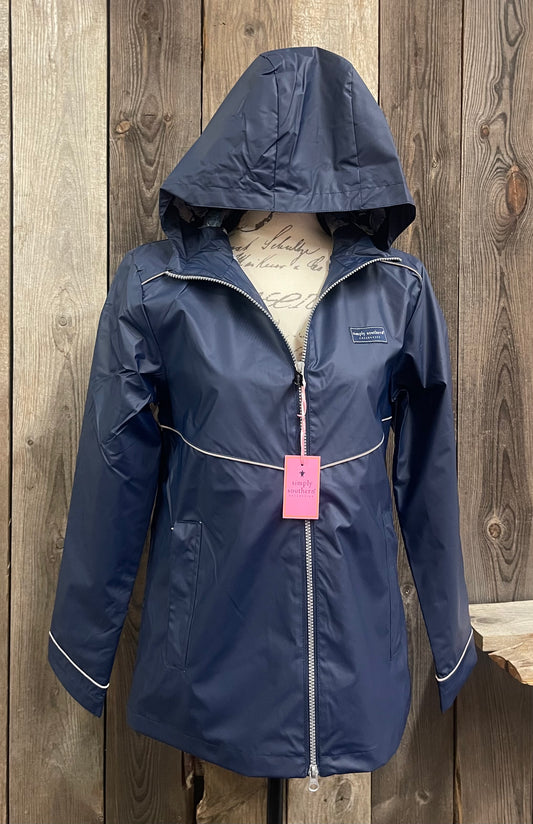 FINAL SALE - Simply Southern - Full Zip Rain Jacket - Navy