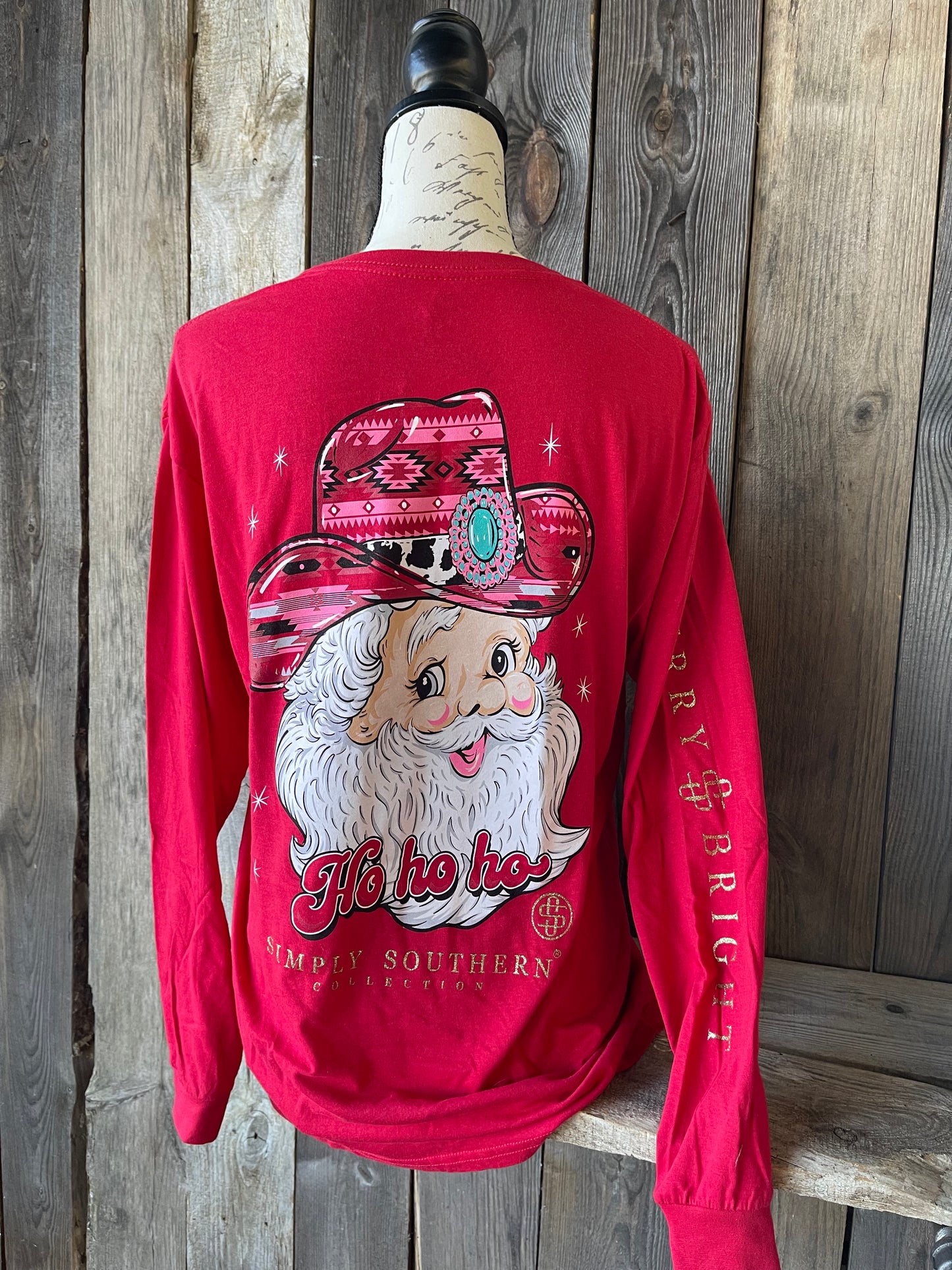 YOUTH - Simply Southern - Cowboy Santa Long Sleeve Tee