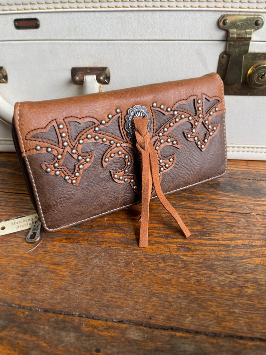 Montana West Boot Scroll Collection Wallet - Coffee