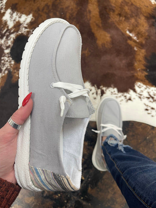 Gypsy Jazz Poppy Slip On Canvas Sneaker: Grey