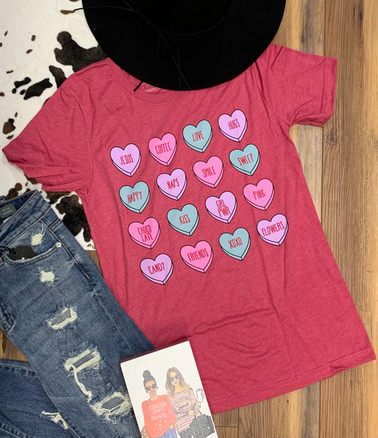FINAL SALE - Conversation Hearts Valentine's Day Boutique Soft Tee